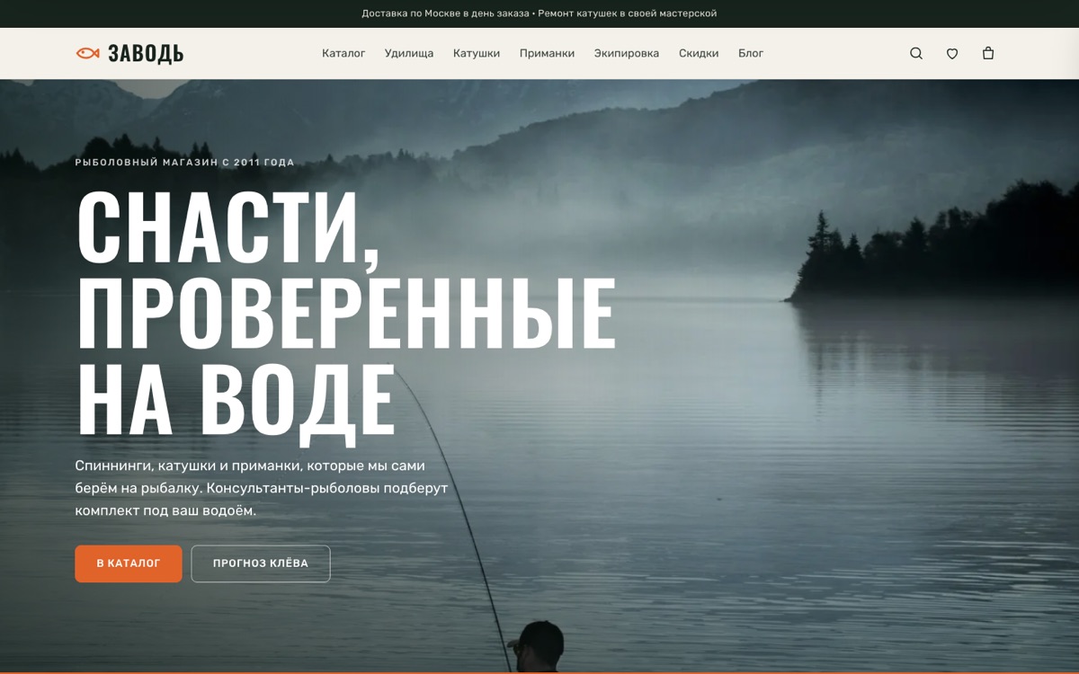 Главная страница демо-сайта «Заводь»
